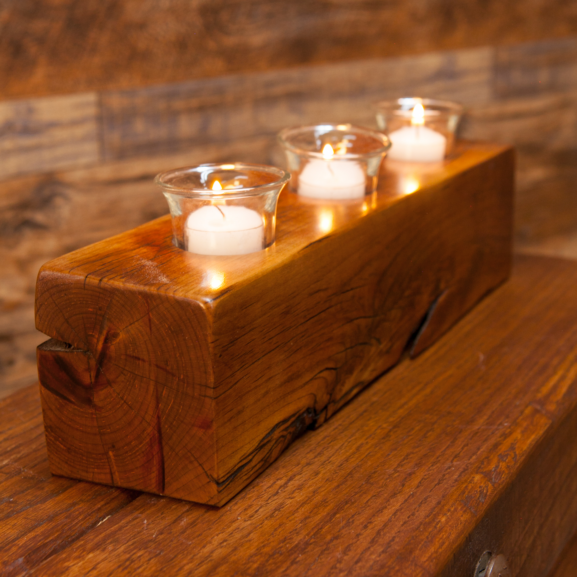 Solid Oak Candle Holder