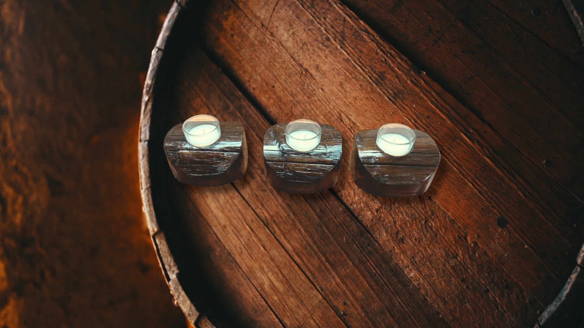 Rustic Wooden Candle Holder – Handmade Tealight Décor