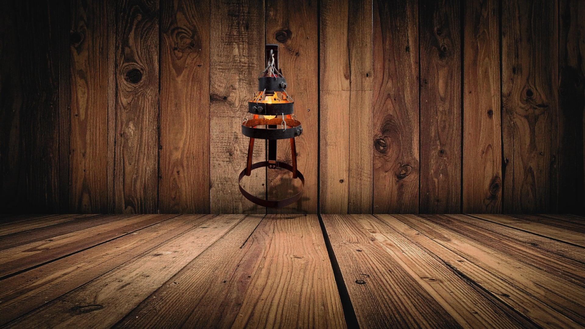 Rustic Industrial Table Lamp – Handcrafted Wood & Metal Design