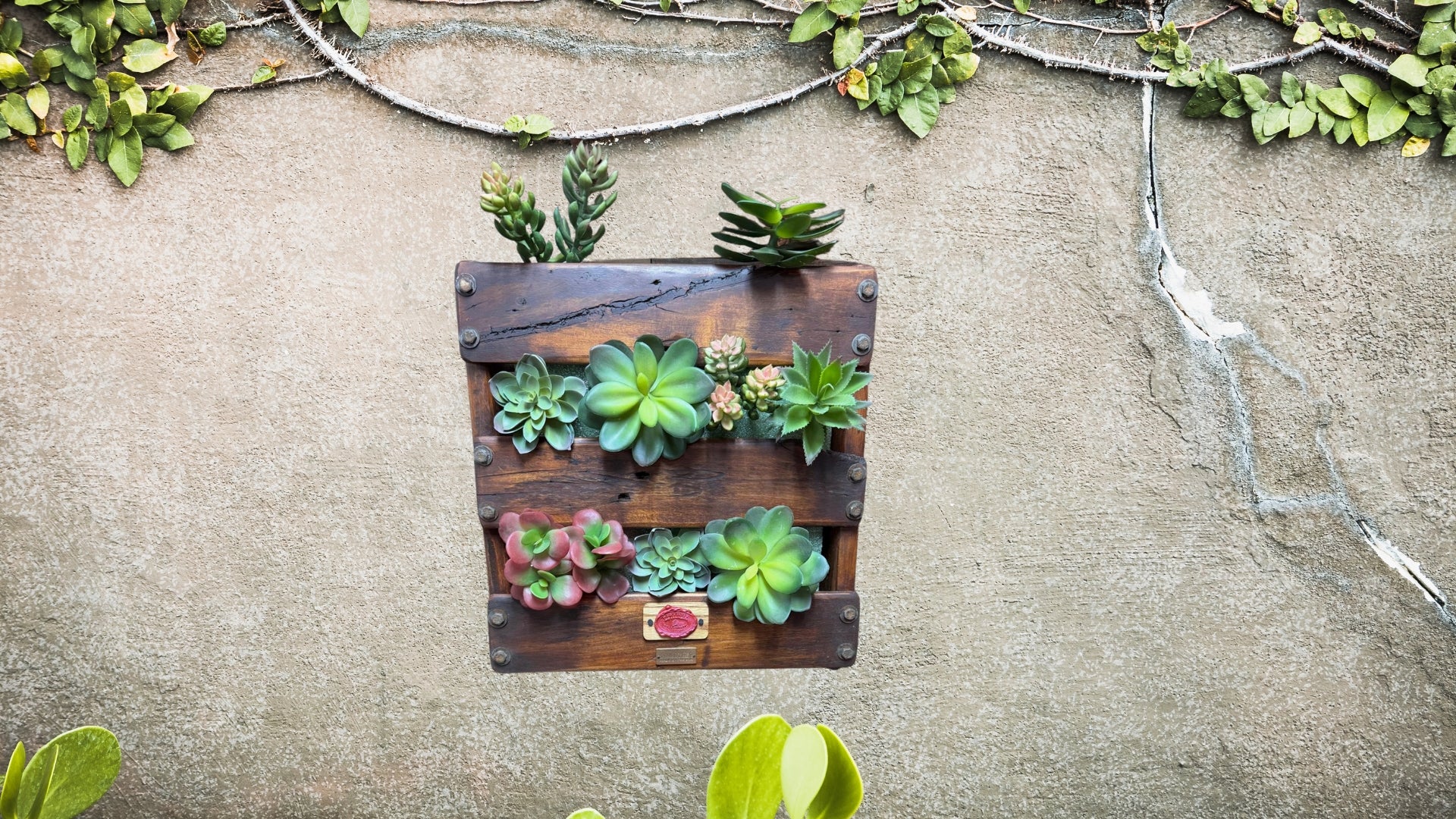 Reclaimed Oak Barrel Stave Vertical Planter | Rustic Wall-Mounted Farmhouse Decor