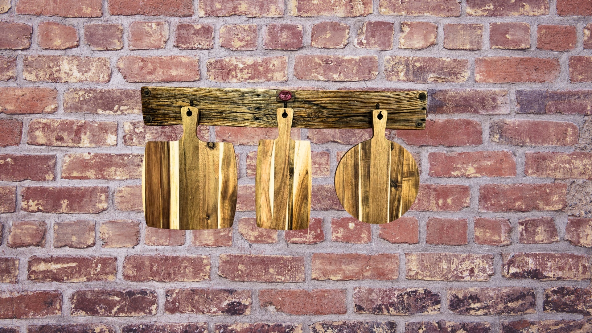 Rustic Oak Wall Rack with Metal Hooks – Handmade Kitchen & Home Organizer