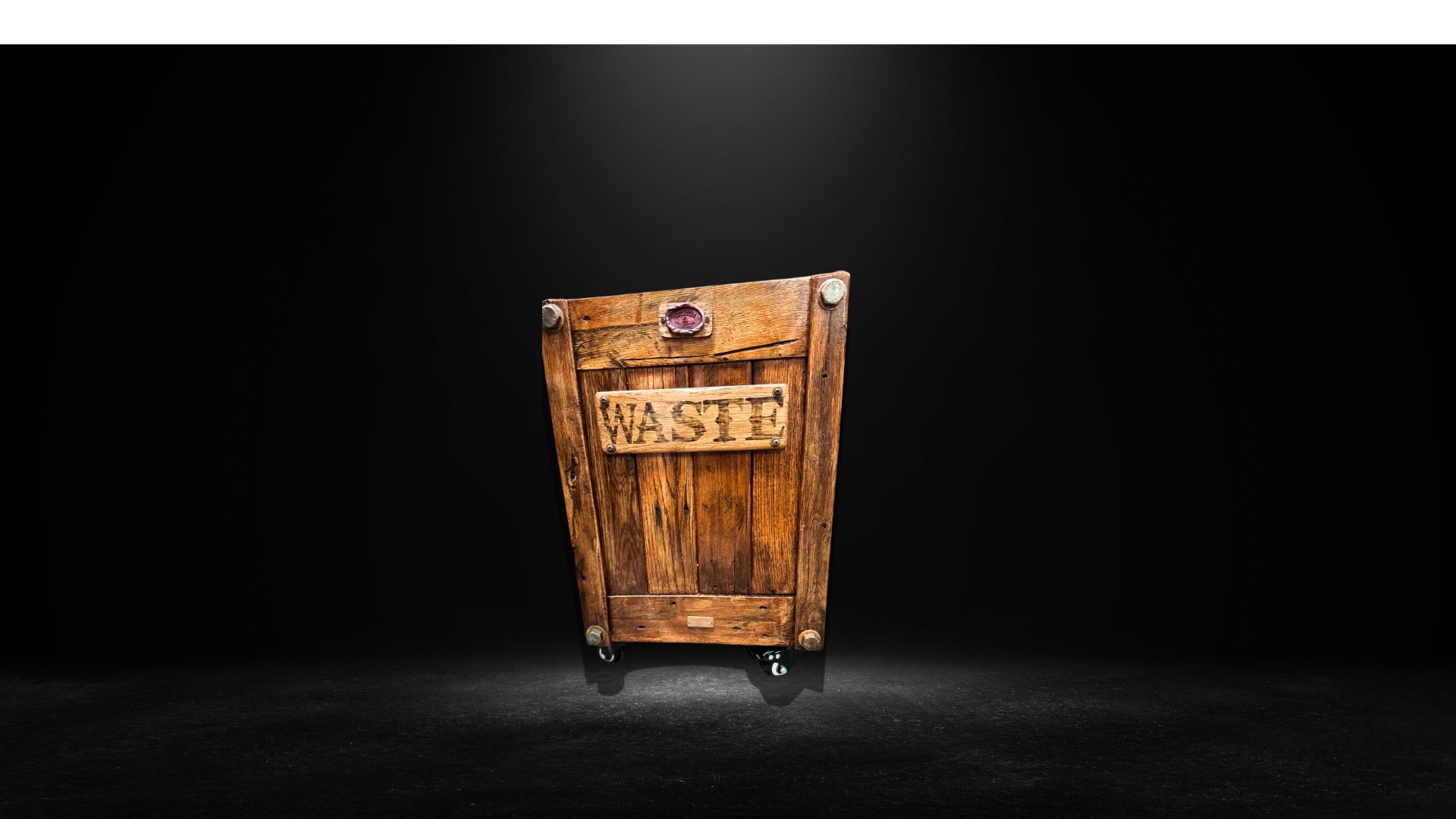 Rustic Reclaimed Wood Trash Bin with Wheels – Handmade Farmhouse Waste Container