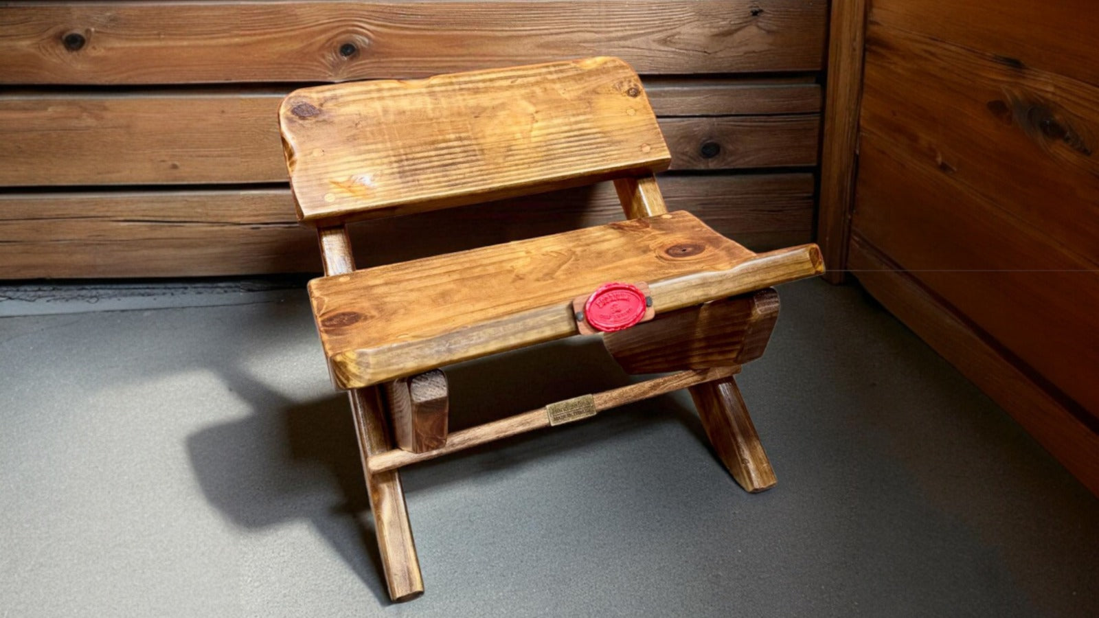 Handmade Rustic Folding Oak Stool | Portable Wooden Bench for Home, Camping & Cabin Décor