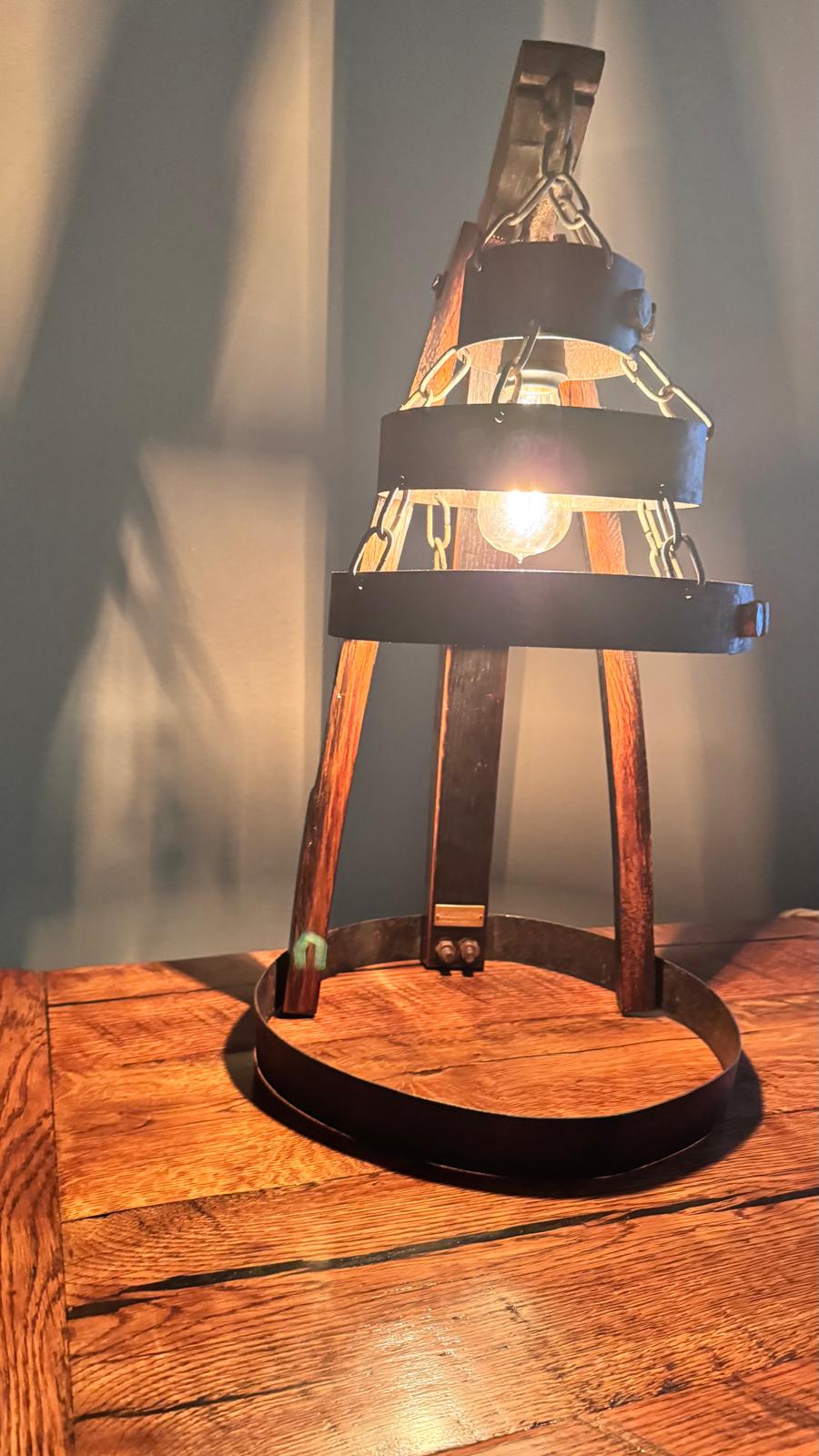 Rustic Industrial Table Lamp – Handcrafted Wood & Metal Design