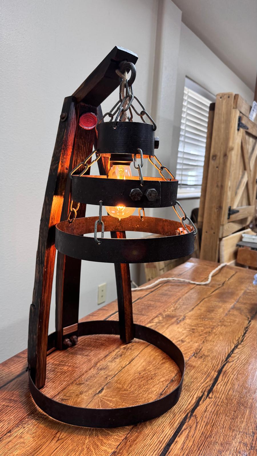 Rustic Industrial Table Lamp – Handcrafted Wood & Metal Design
