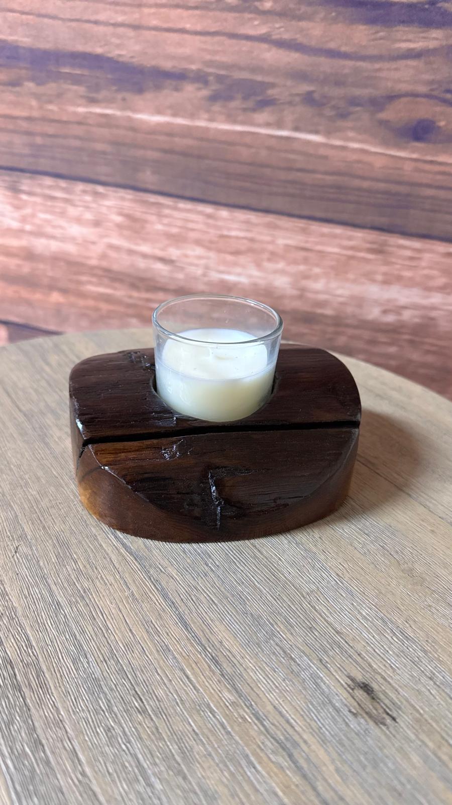 Rustic Wooden Candle Holder – Handmade Tealight Décor