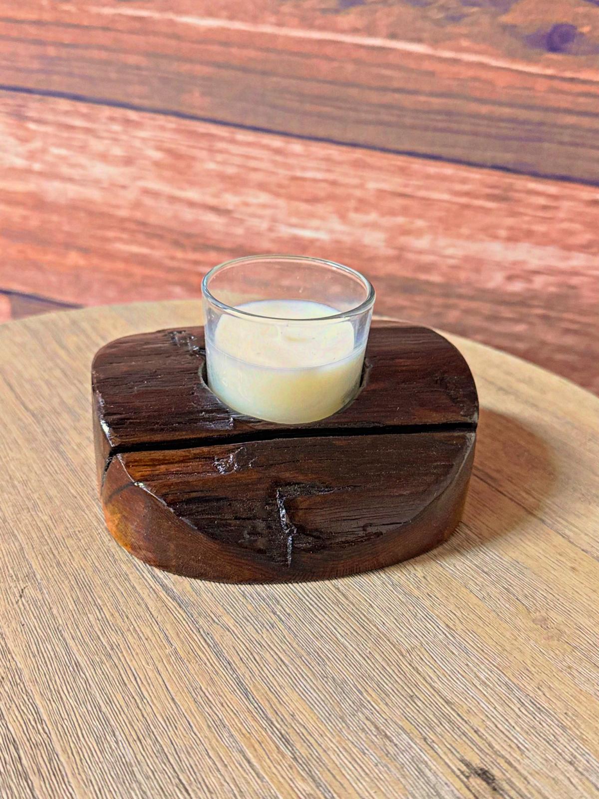 Rustic Wooden Candle Holder – Handmade Tealight Décor