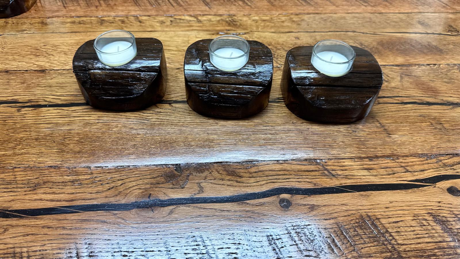 Rustic Wooden Candle Holder – Handmade Tealight Décor