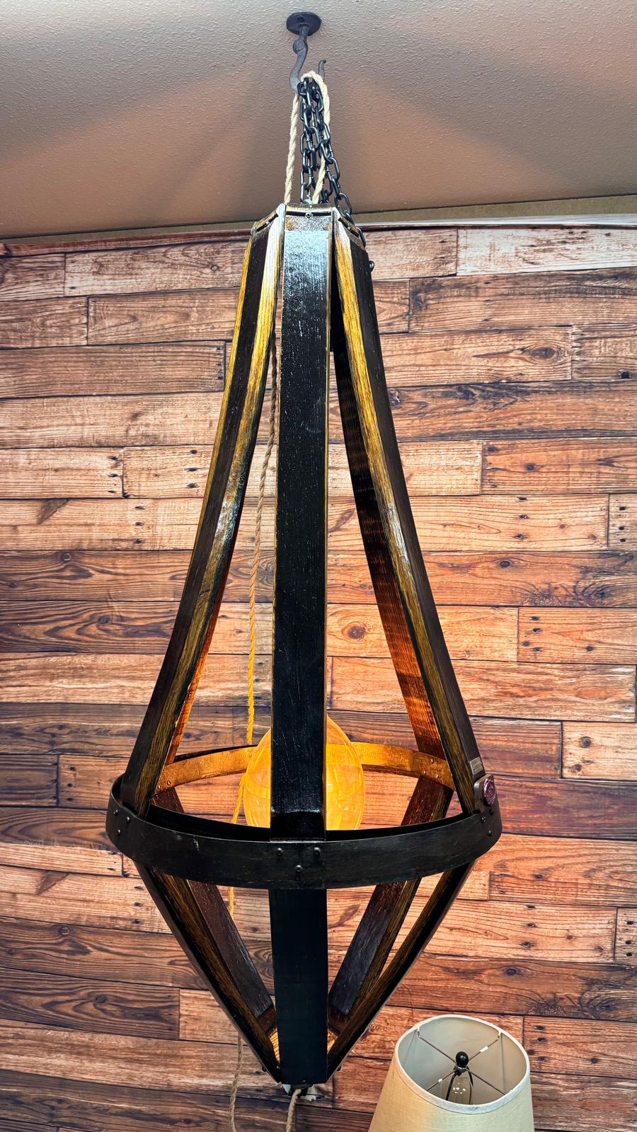 Rustic Wine Barrel Chandelier – Handmade from Reclaimed Oak Wood & Metal
