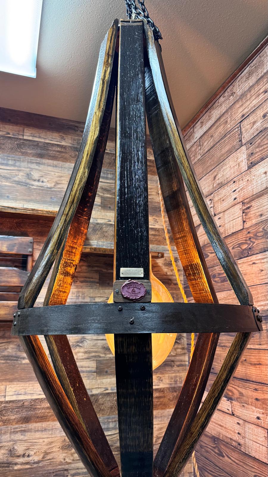 Rustic Wine Barrel Chandelier – Handmade from Reclaimed Oak Wood & Metal