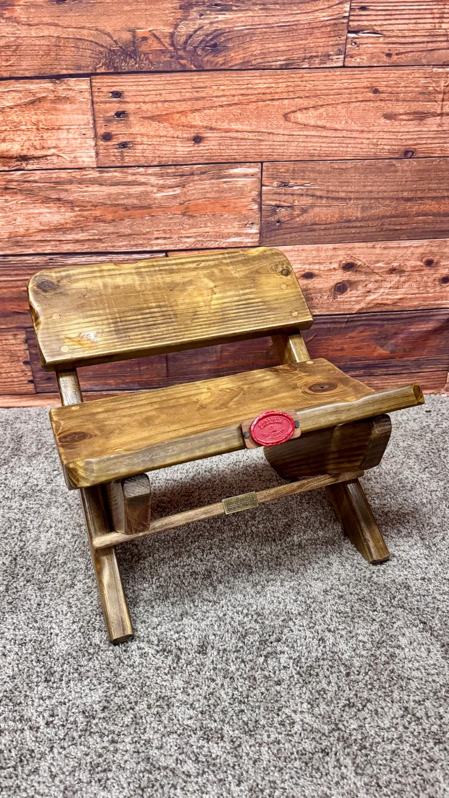 Handmade Rustic Folding Oak Stool | Portable Wooden Bench for Home, Camping & Cabin Décor