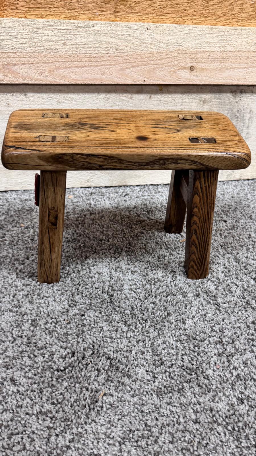 Handmade Rustic Wood Kids Stool | Montessori Solid Oak Seat