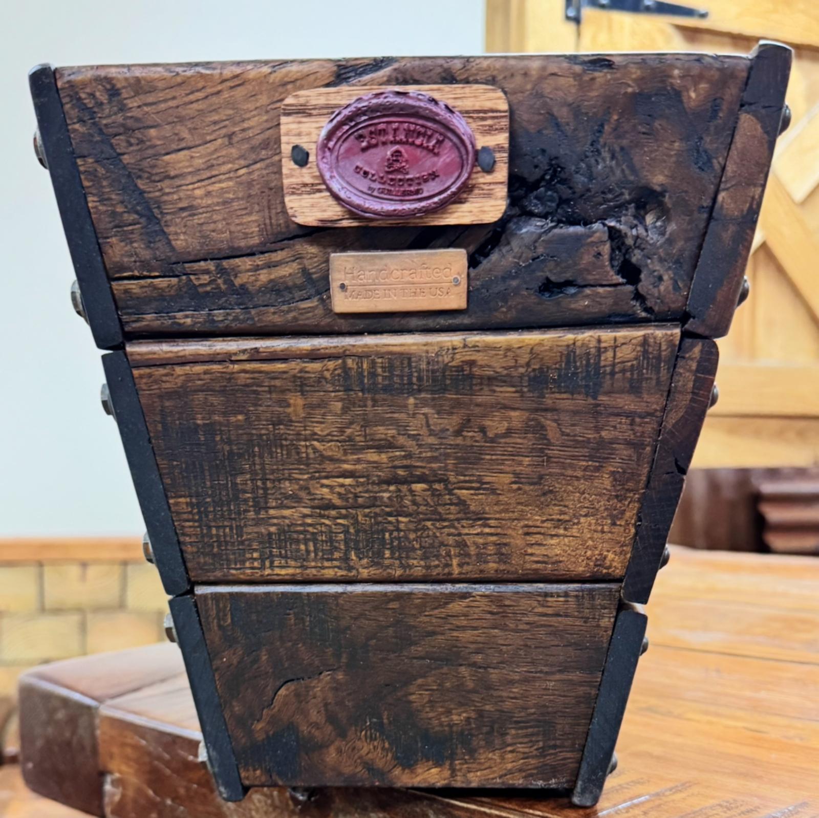 Reclaimed Oak Barrel Stave Planter | Rustic Wall Hanging Wooden Planter Box