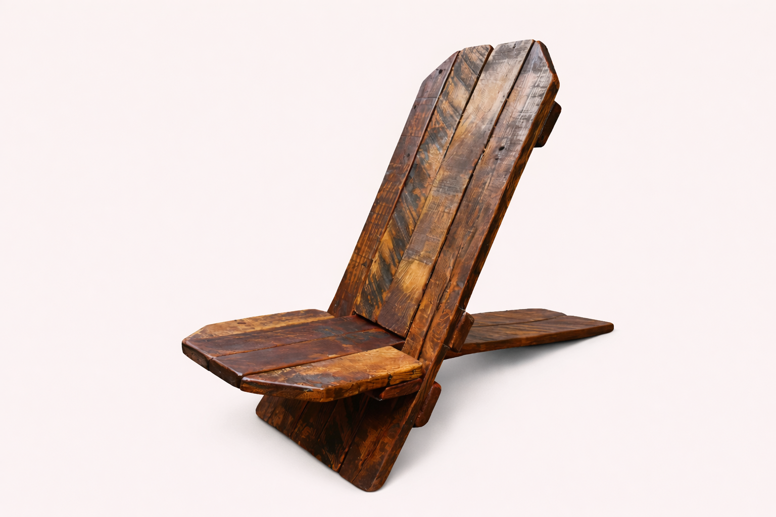 Rustic Solid Wood Angle Chair – Handmade Wooden Chair 33” H x 13” W