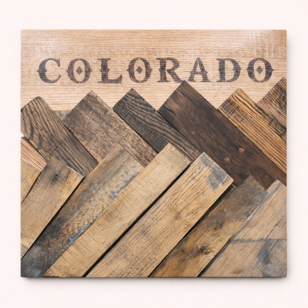Colorado Mountain Wood Sign – Handmade Rustic Wall Art 21” H x 14” W