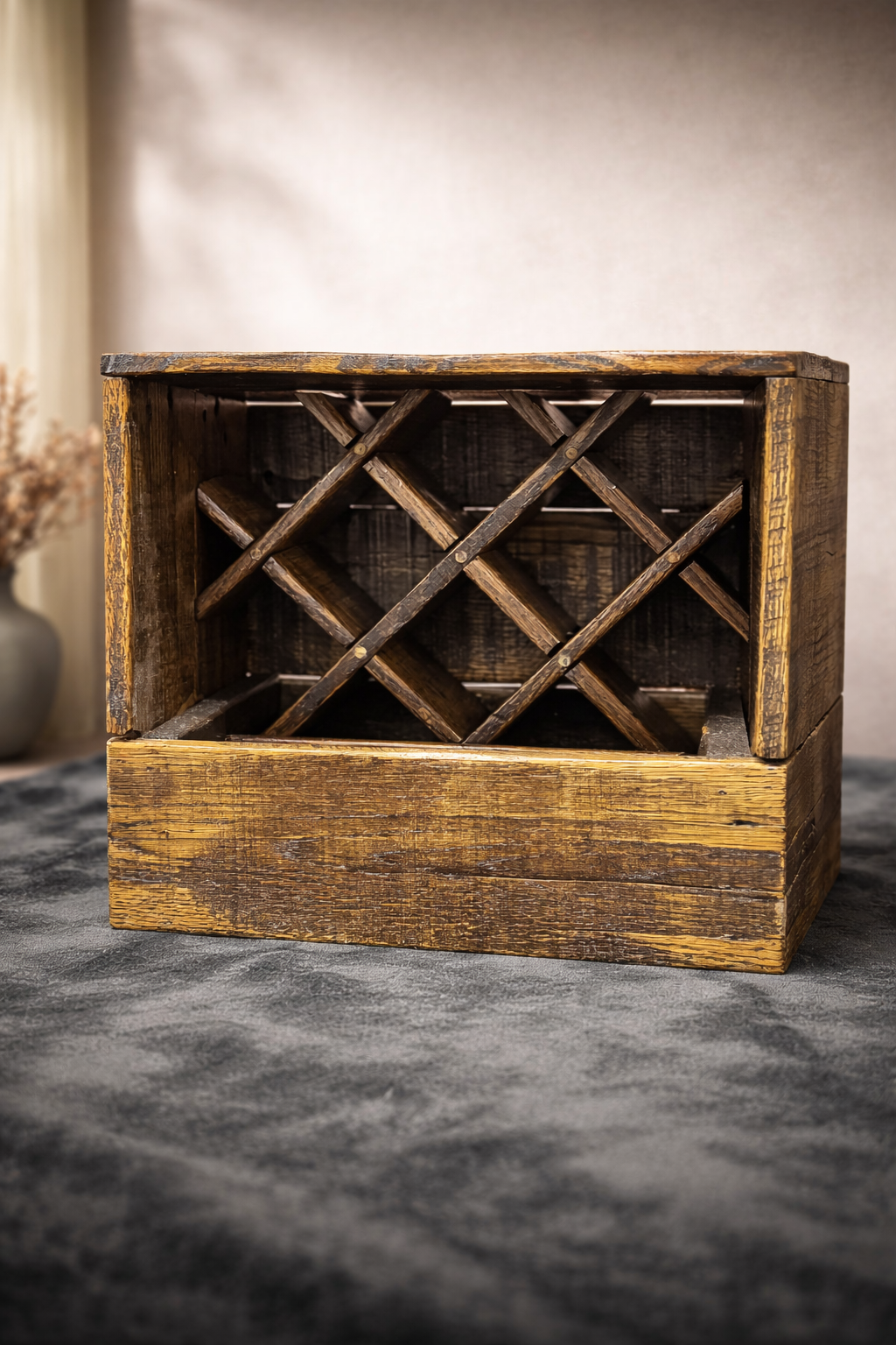 Rustic Solid Wood Wine Rack | Handcrafted Vintage Style