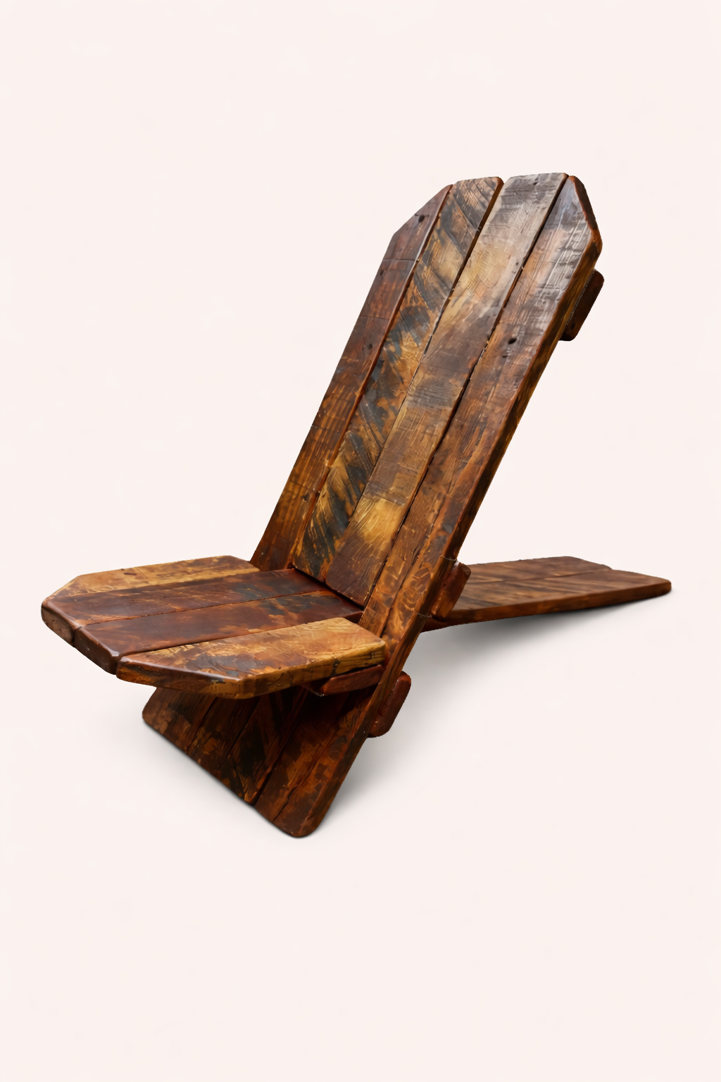 Rustic Solid Wood Angle Chair – Handmade Wooden Chair 33” H x 13” W