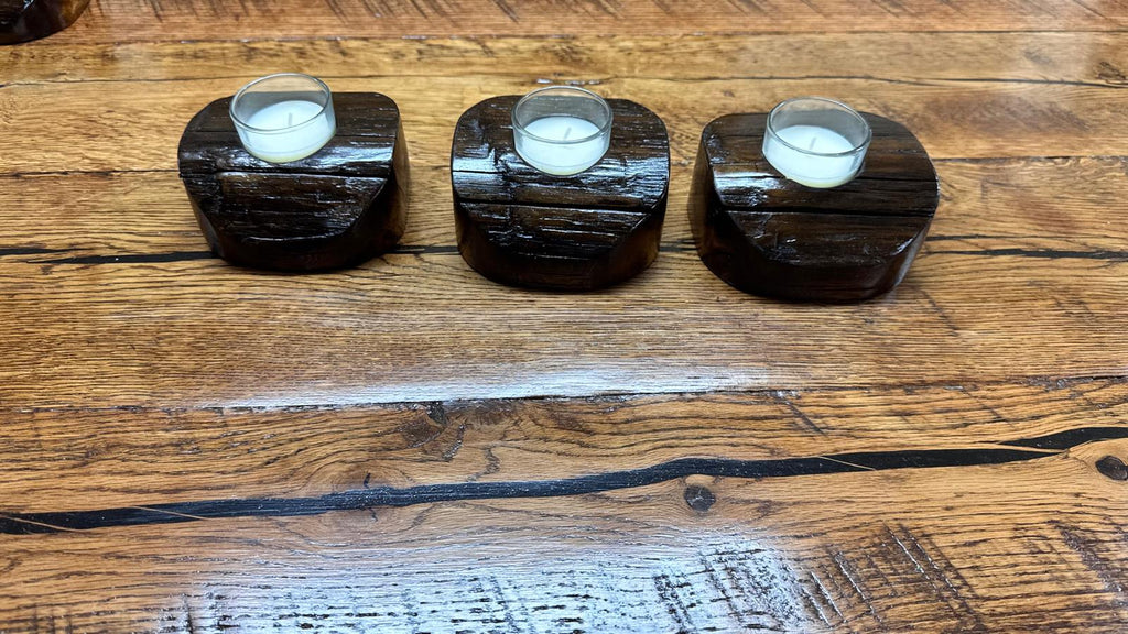 Rustic Wooden Candle Holder – Handmade Tealight Décor