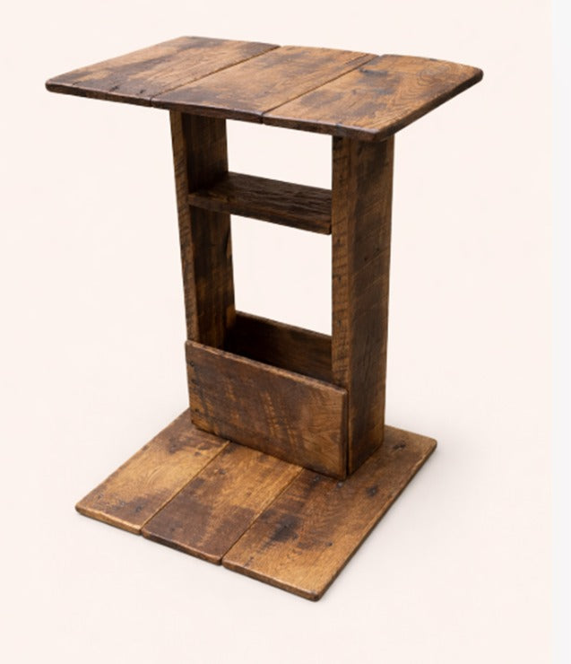 Rustic Solid Wood Side Table with Magazine Holder – Handmade Side Table 15 1/2” x 12 1/8”