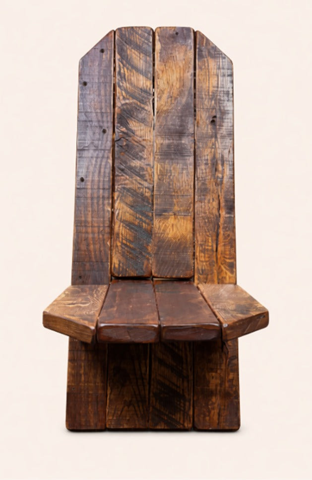 Rustic Solid Wood Angle Chair – Handmade Wooden Chair 33” H x 13” W