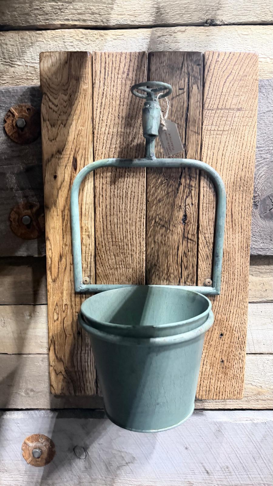 Rustic Wall Planter with Vintage Faucet | Farmhouse Wood & Metal Wall Decor