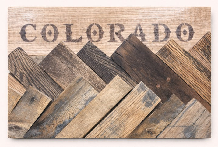 Colorado Mountain Wood Sign – Handmade Rustic Wall Art 21” H x 14” W